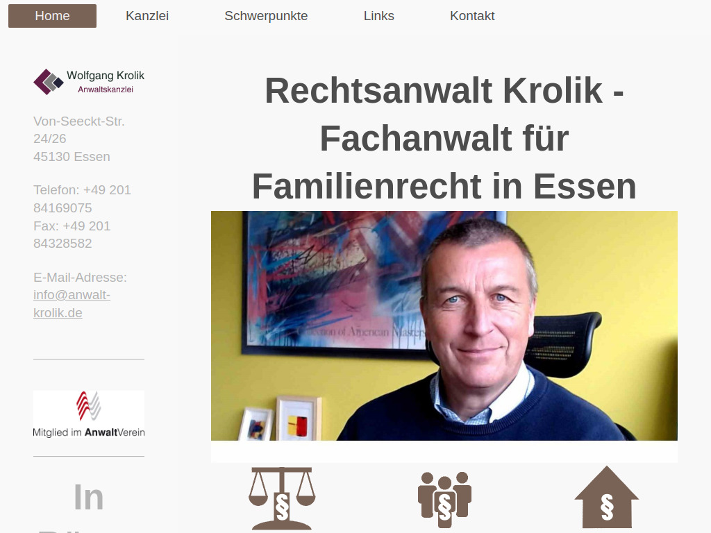 Website von Rechtsanwalt Wolfgang Krolik in Essen