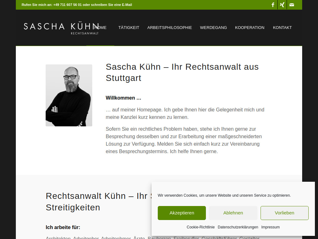 Website von Rechtsanwalt Sascha Kühn in Stuttgart