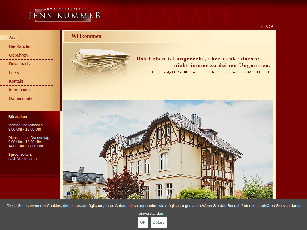 Website von Jens Kummer Rechtsanwalt in Sondershausen