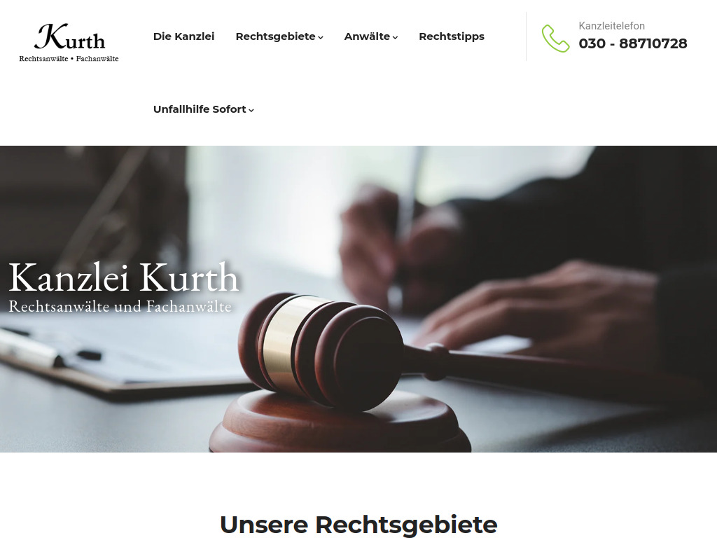 Website von Kanzlei Kurth Rechtsanwälte