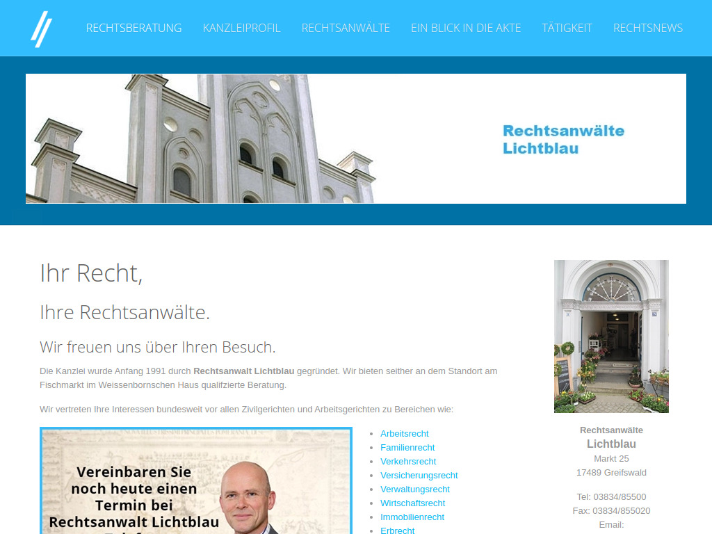 Website von Rechtsanwälte Lichtblau in Greifswald