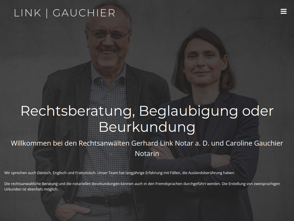 Website von Gerhard Link und Caroline Gauchier - Rechtsanwälte und Notarin