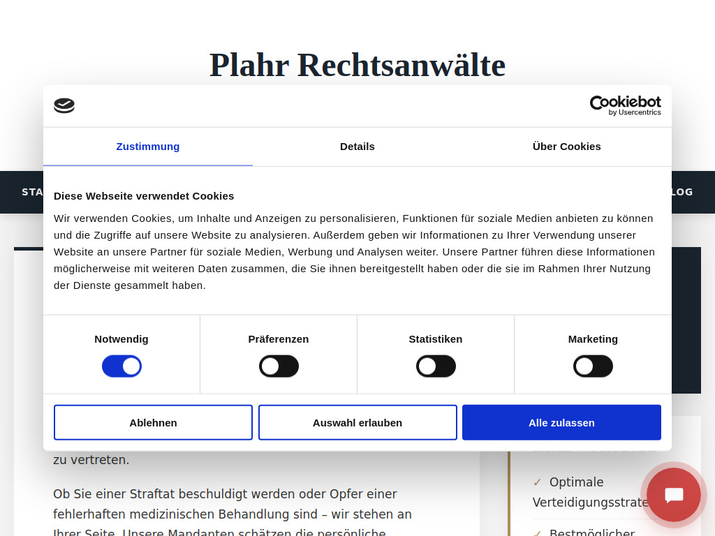 Website von Rechtsanwalt Alexander Plahr in Hagen