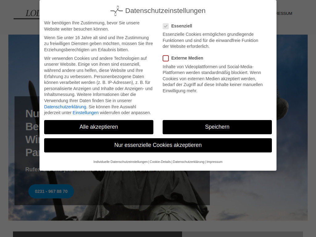 Website von Rechtsanwälte Lodde, Langefeld & Kollegen in Dortmund