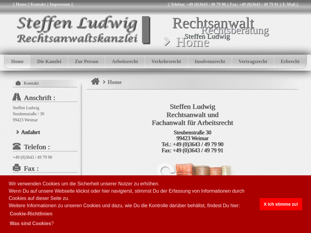 Website von Rechtsanwalt Steffen Ludwig in Weimar
