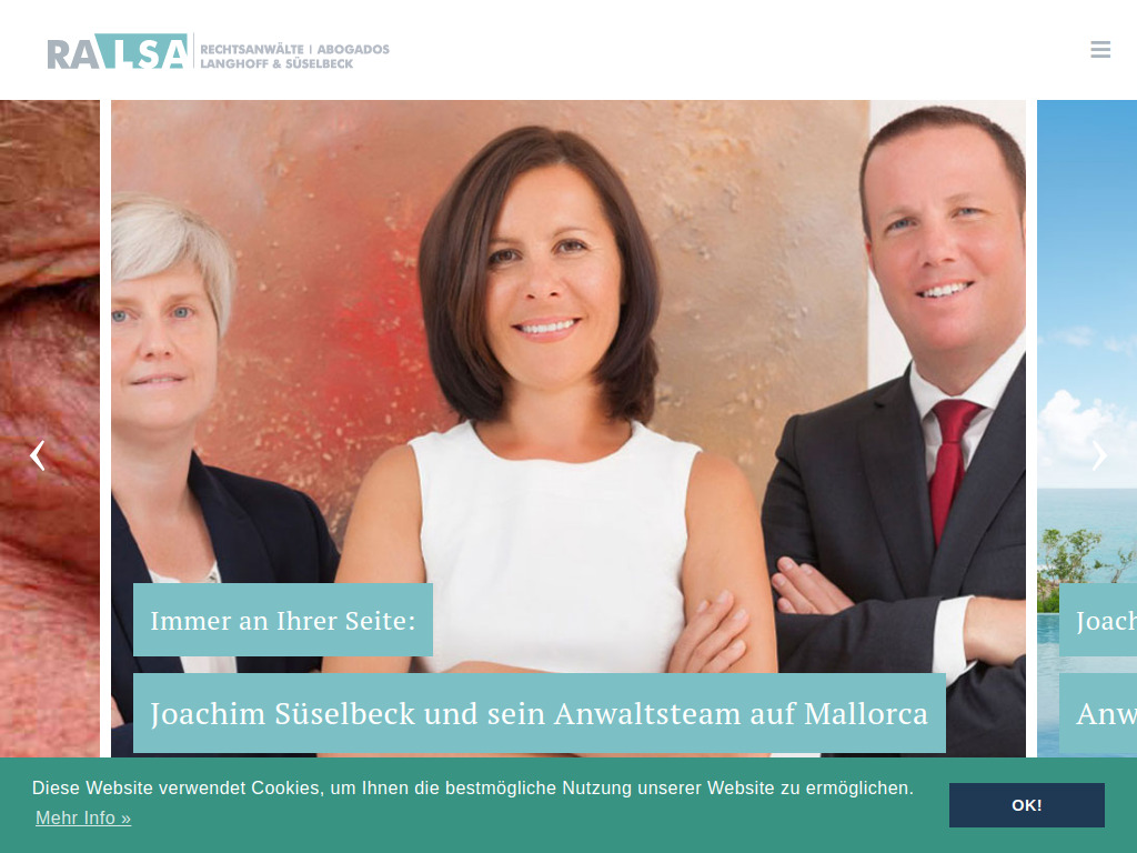 Website von Rechtsanwälte Langhoff & Süselbeck Abogados SLP in Santa Ponsa