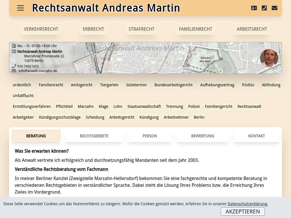 Website von Rechtsanwalt Andreas Martin in Berlin