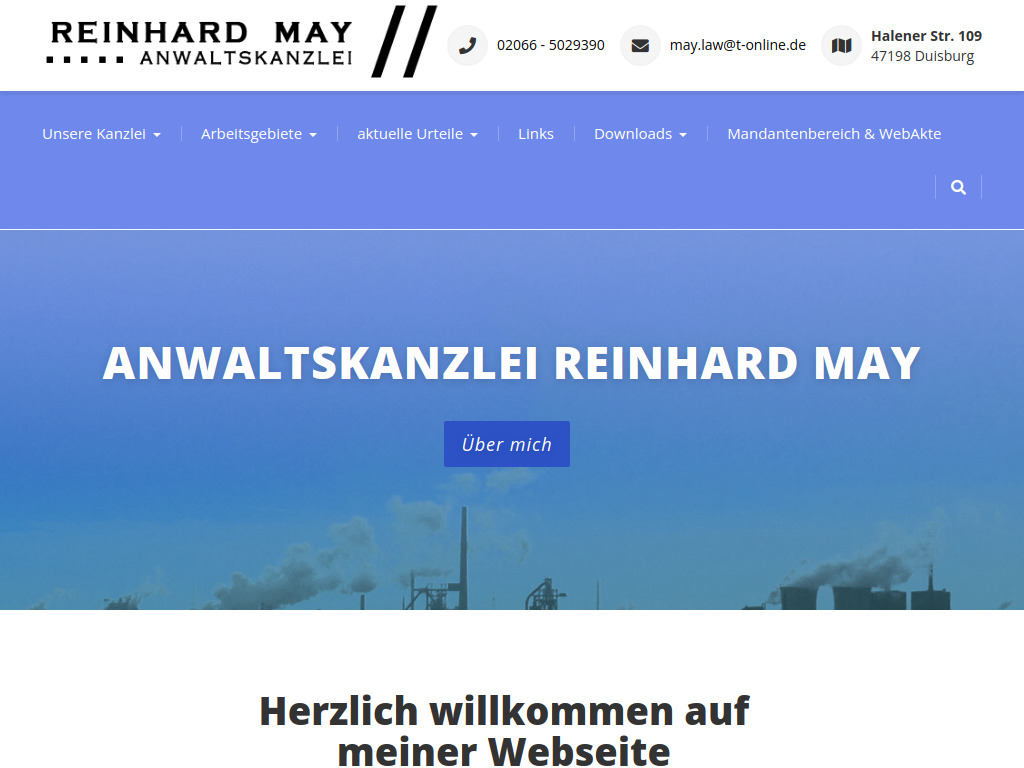 Website von Anwaltskanzlei Reinhard May in Duisburg