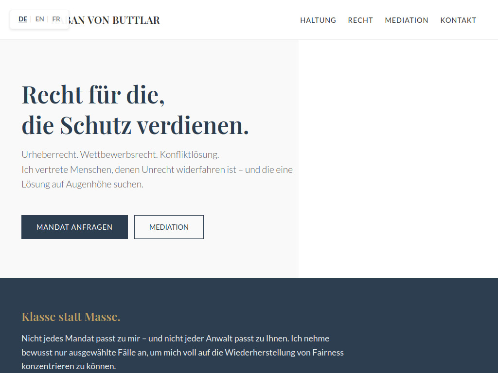 Website von Kanzlei Raban von Buttlar in Berlin