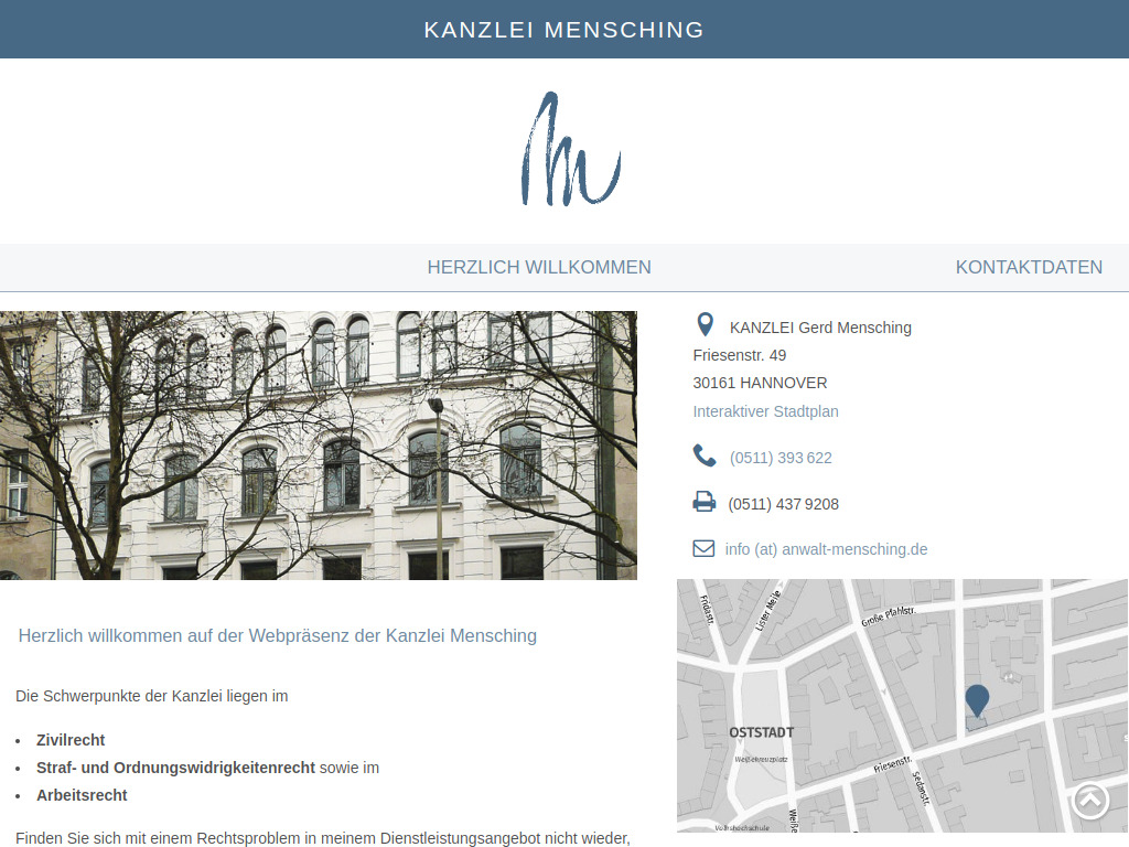 Website von Kanzlei Mensching in Hannover