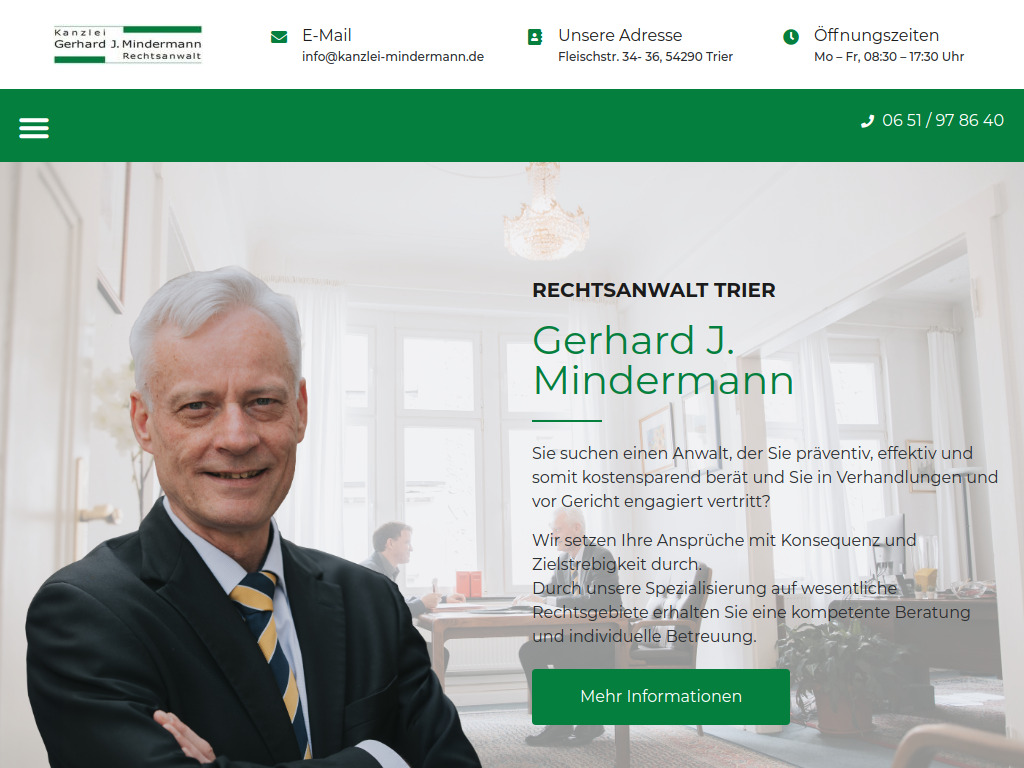 Website von Rechtsanwalt Gerhard J. Mindermann in Trier