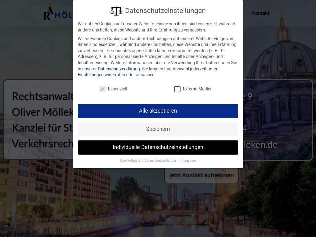 Website von Rechtsanwalt Oliver Mölleken in Berlin
