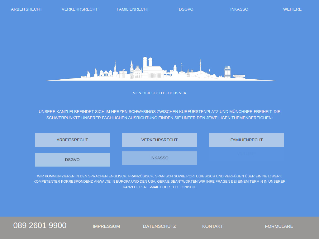 Website von Rechtsanwälte von der Locht / Ochsner in München