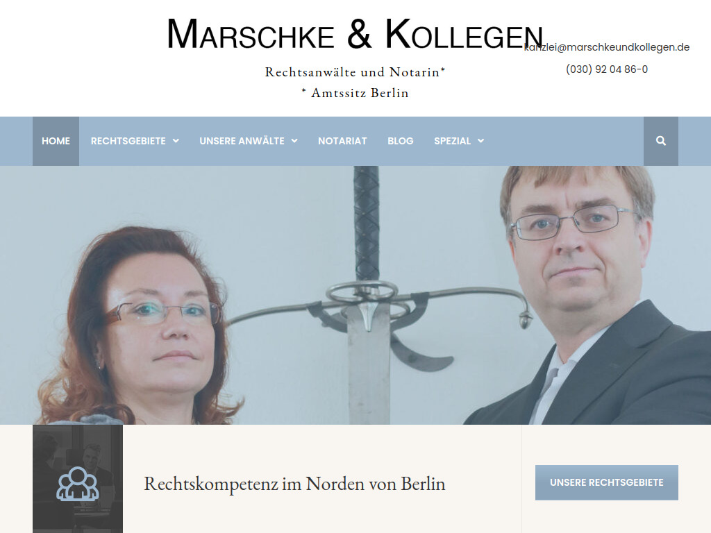 Website von Kanzlei Marschke & Kollegen in Berlin