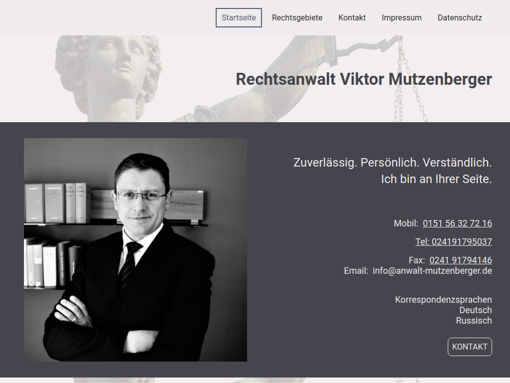Website von Rechtsanwalt Viktor Mutzenberger in Aachen