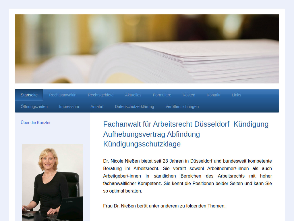 Website von Rechtsanwaltskanzlei Dr. Nicole Nießen in Düsseldorf