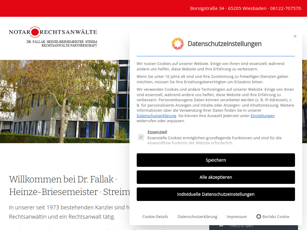Website von Dr. Fallak · Heinze-Briesemeister · Streim Rechtsanwälte · Partnerschaft in Wiesbaden