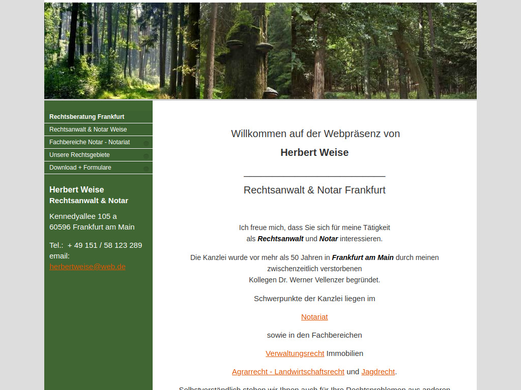 Website von Herbert Weise Rechtsanwalt & Notar in Frankfurt am Main