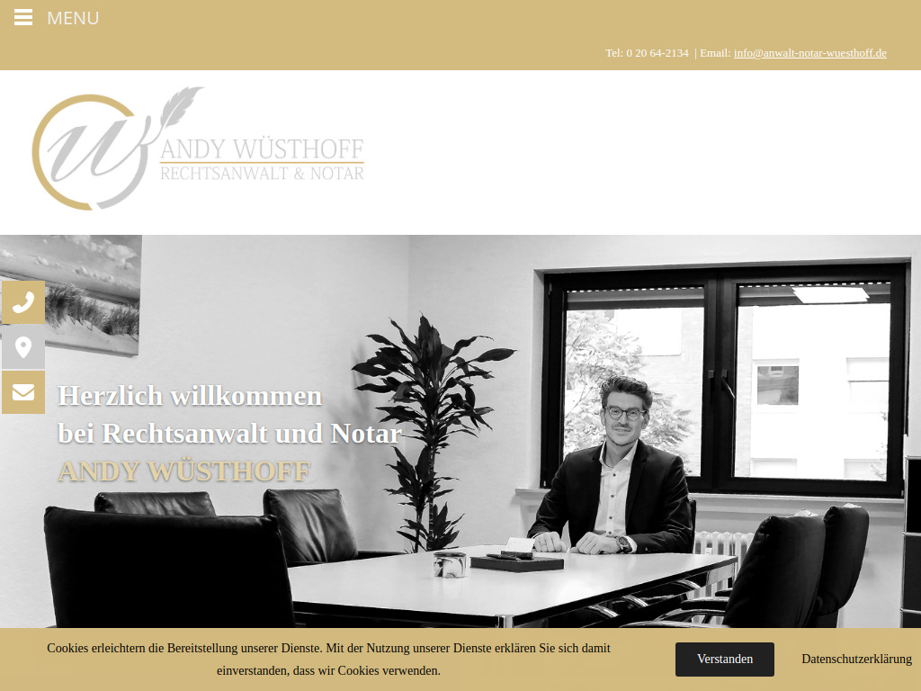 Website von Kanzlei Wüsthoff in Dinslaken