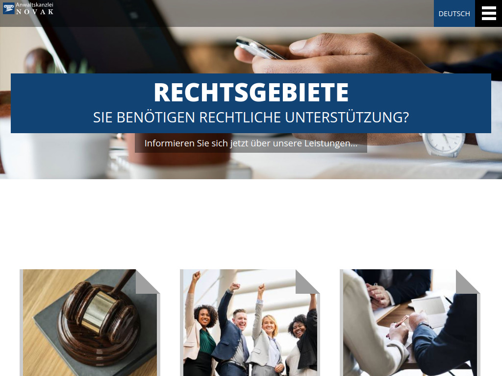 Website von Anwaltskanzlei NOVAK in Nürnberg