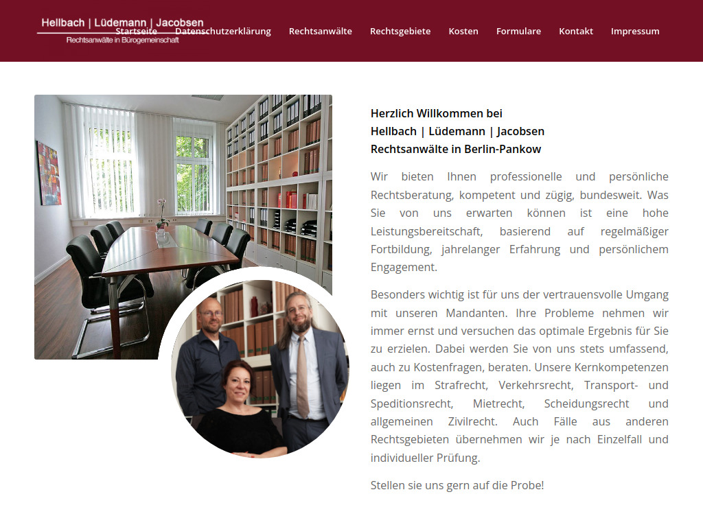 Website von Hellbach | Lüdemann | Jacobsen Rechtsanwälte in Bürogemeinschaft in Berlin