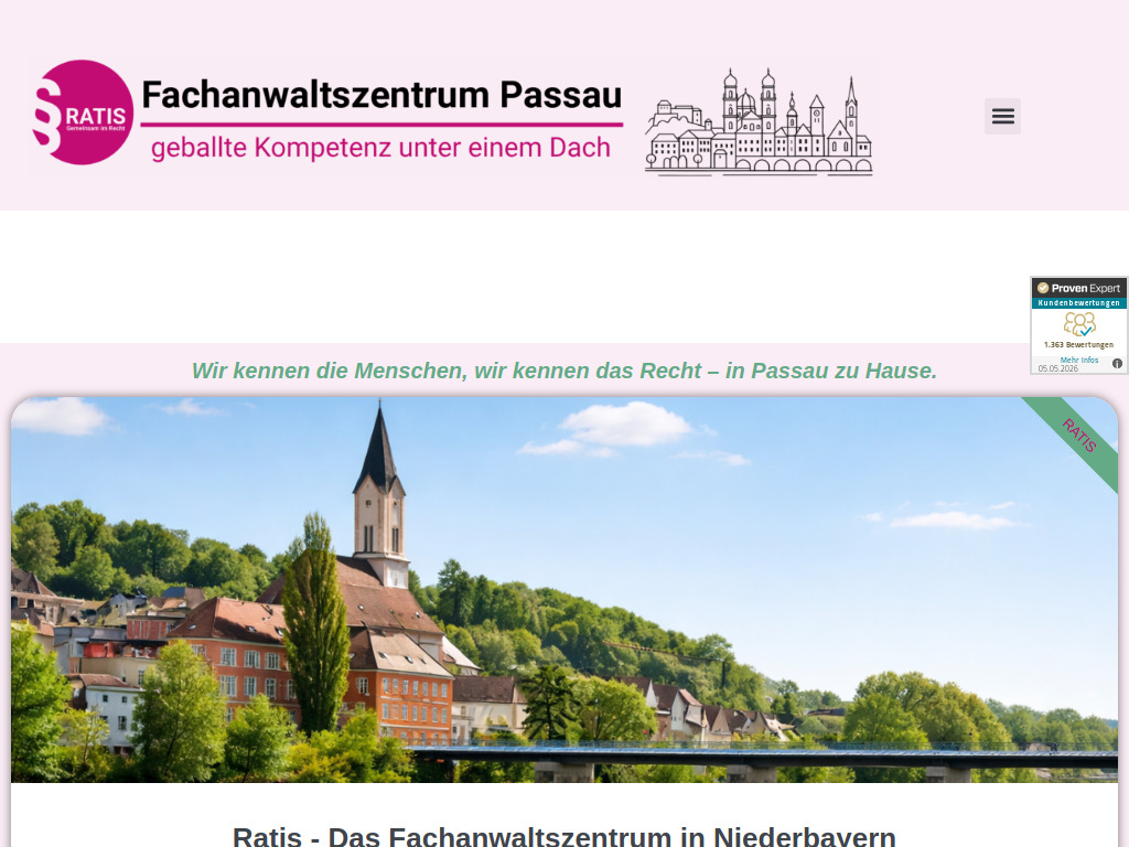Website von RATIS Rechtsanwaltsgesellschaft mbH in Passau