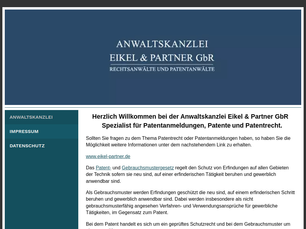 Website von Eikel & Partner GbR in Detmold