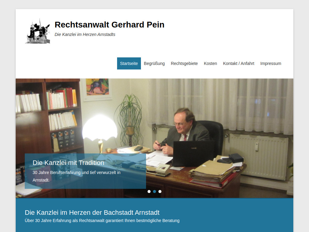 Website von Rechtsanwaltskanzlei Gerhard Pein in Arnstadt