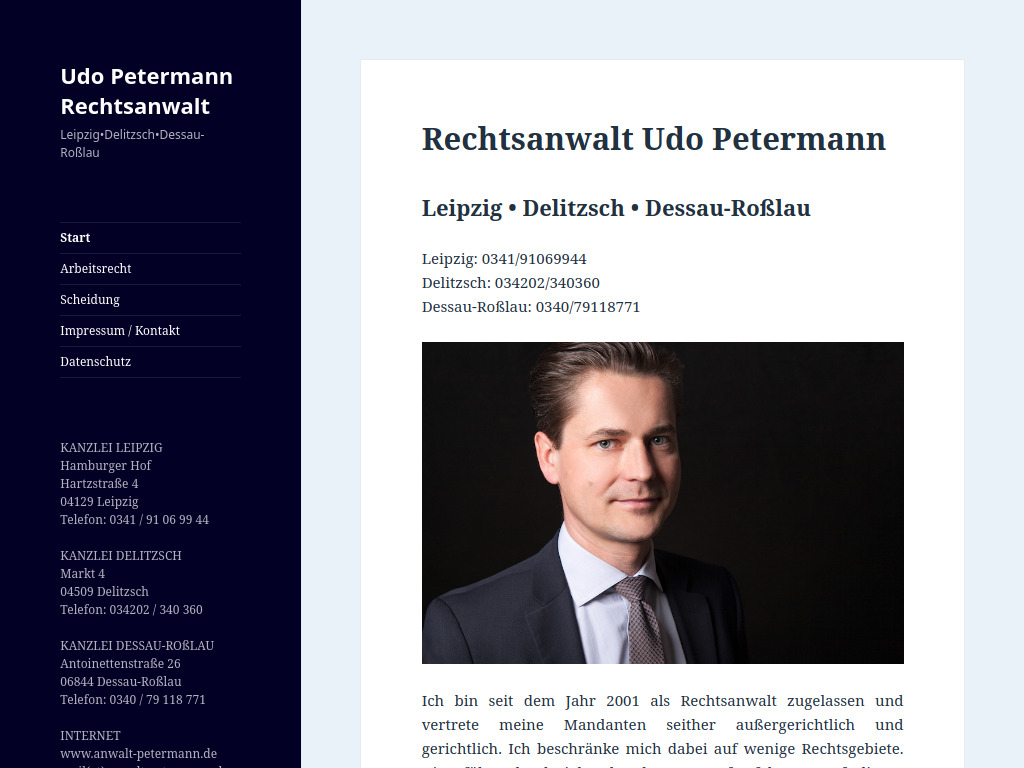 Website von Rechtsanwalt Udo Petermann in Leipzig