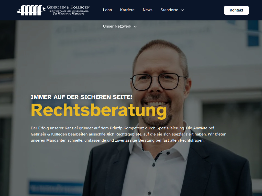Website von Gehrlein & Kollegen - Rechtsberatung