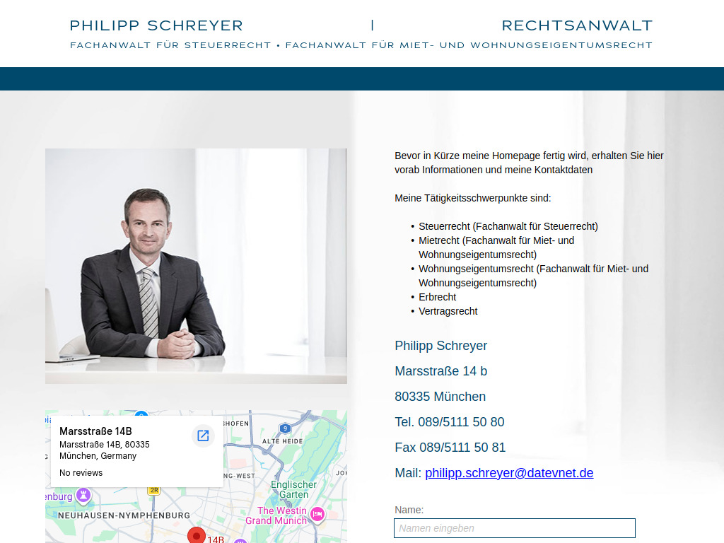 Website von Philipp Schreyer in München