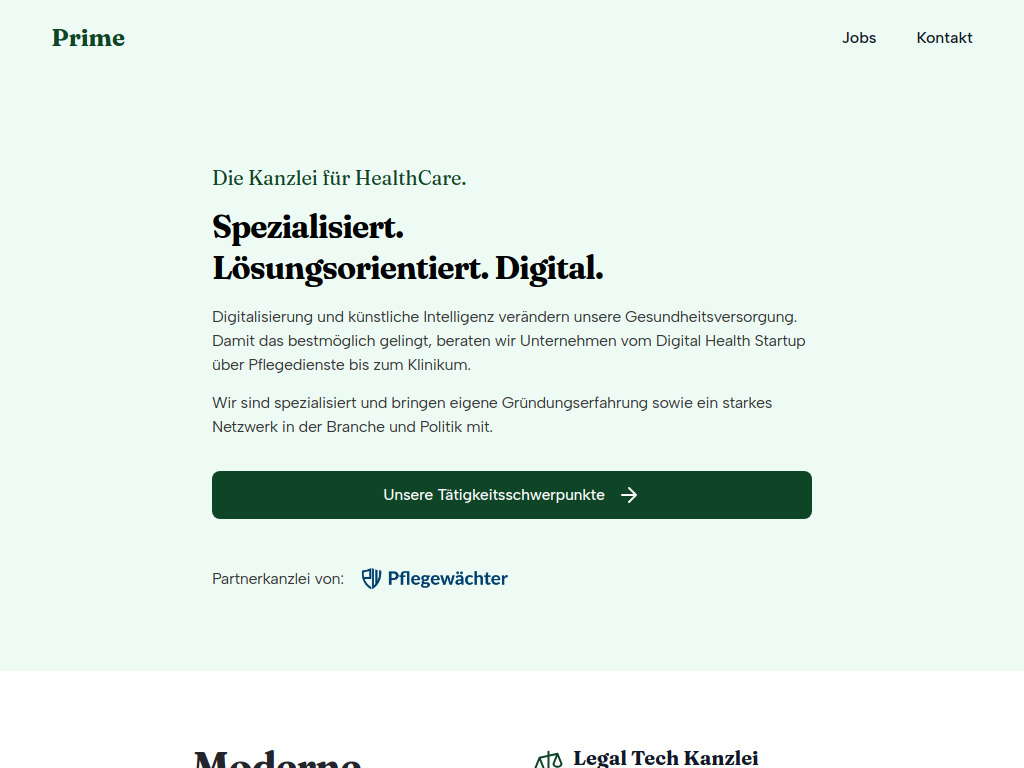 Website von Prime Rechtsanwalts GmbH in Hannover