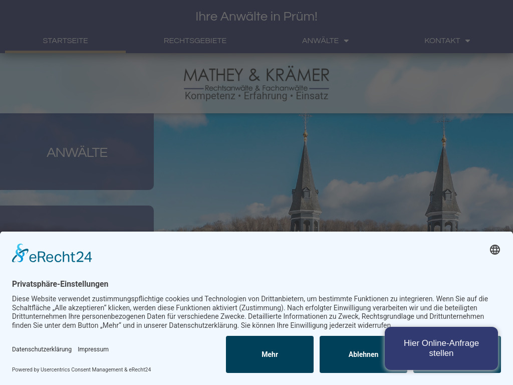 Website von Anwälte Mathey & Krämer in Prüm