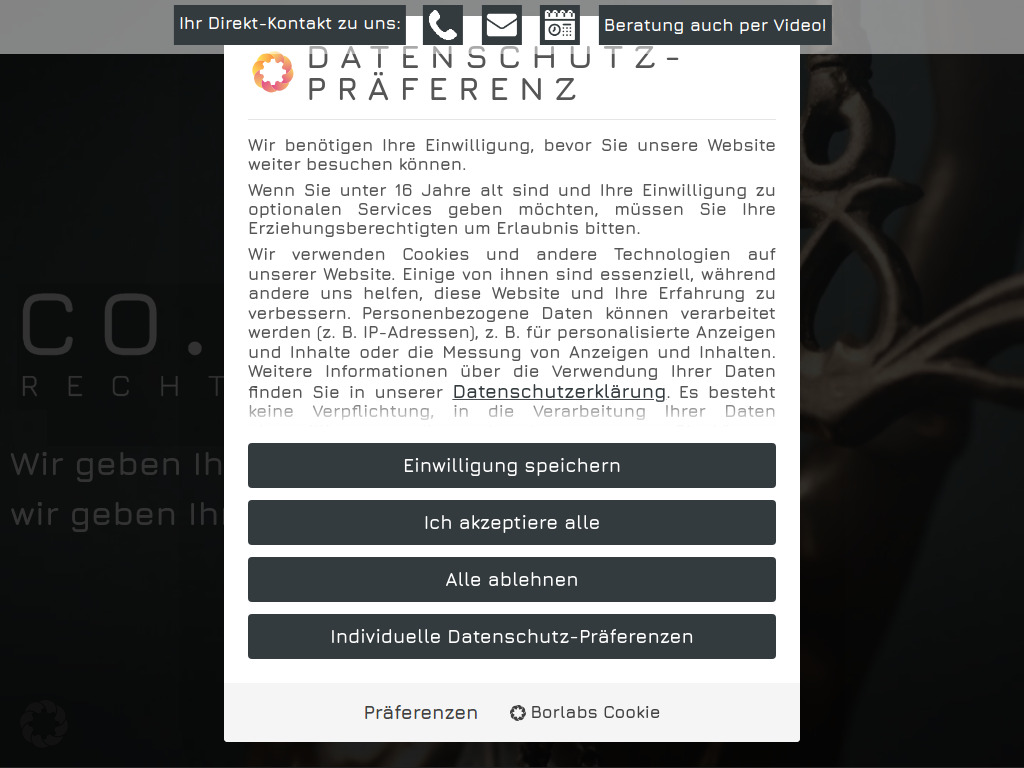 Website von CO.LEGUM Dr. Reinhardt & Partner in Marburg