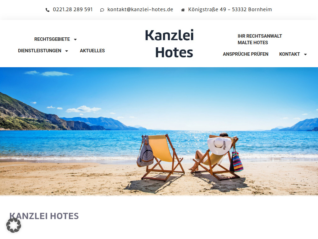 Website von Kanzlei Hotes in Bornheim