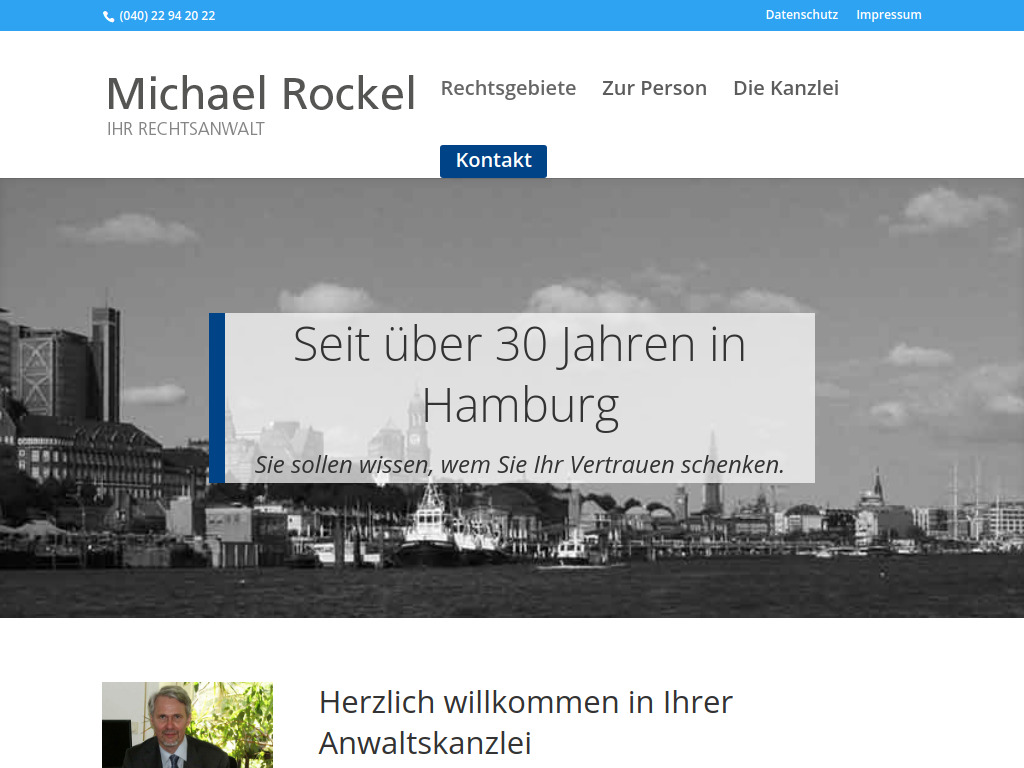 Website von Michael Rockel - Rechtsanwalt in Hamburg