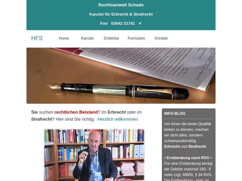 Website von Rechtsanwalt Helmut F. Schade in Remagen
