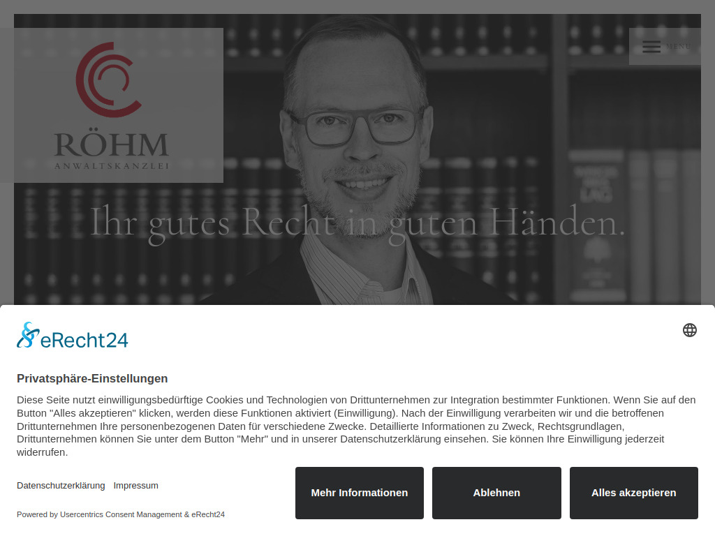 Website von Anwaltskanzlei Martin Röhm in Sindelfingen