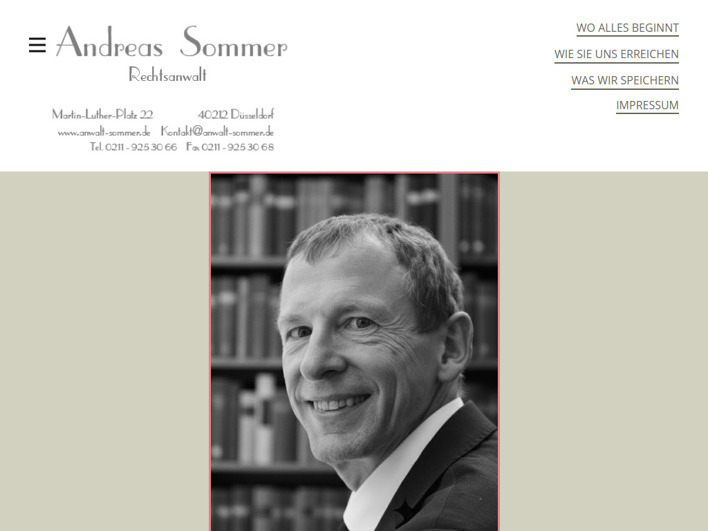 Website von Rechtsanwalt Andreas Sommer in Düsseldorf