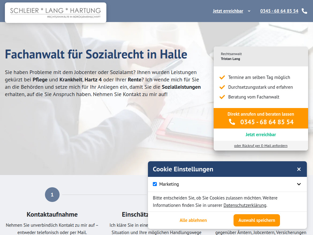 Website von Rechtsanwalt Tristan Lang