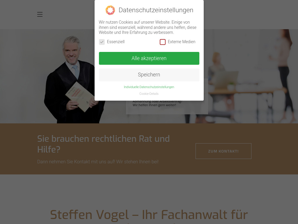 Website von Fachanwaltskanzlei Steffen Vogel in Haßfurt