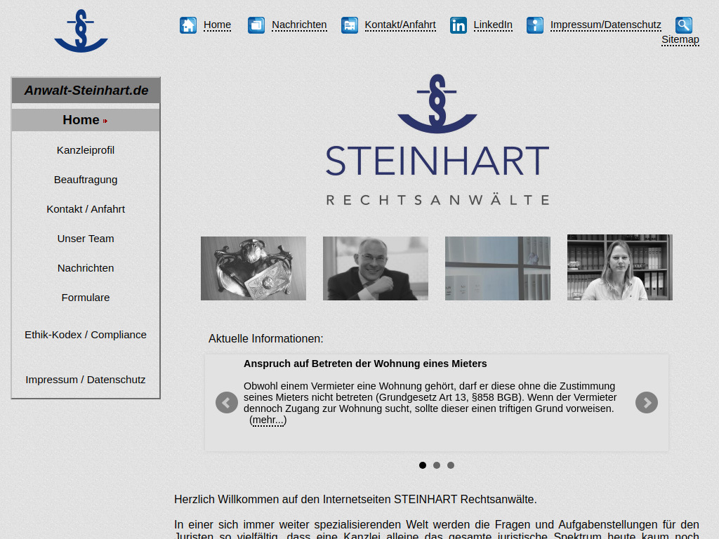 Website von Steinhart Rechtsanwälte in Bad Camberg