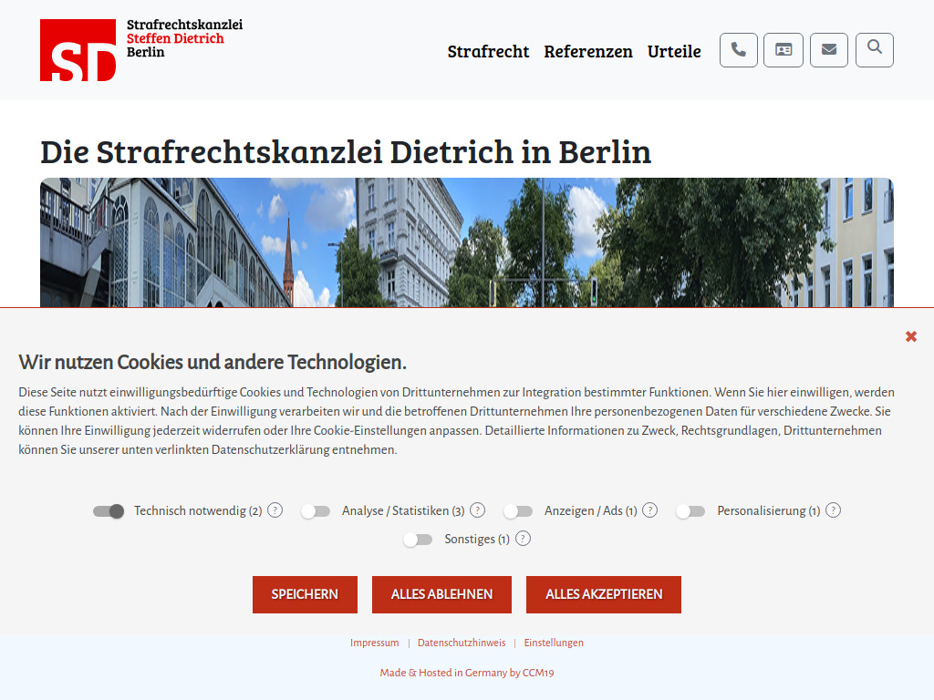 Website von Strafrechtskanzlei Dietrich in Berlin