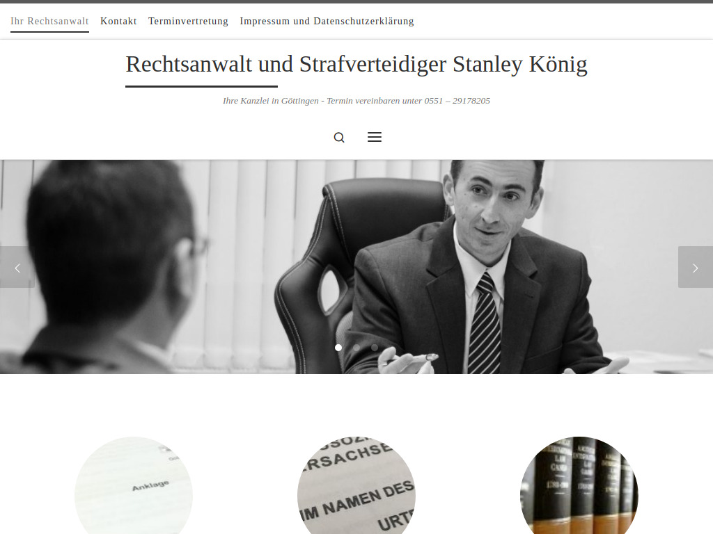 Website von Rechtsanwaltskanzlei Stanley König in Göttingen