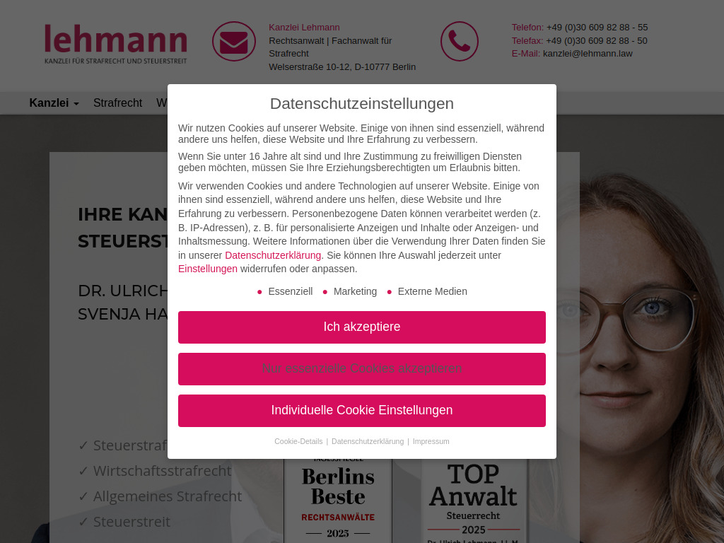Website von Dr. iur. Ulrich Lehmann, LL.M. (Wirtschaftsstrafrecht) in Berlin