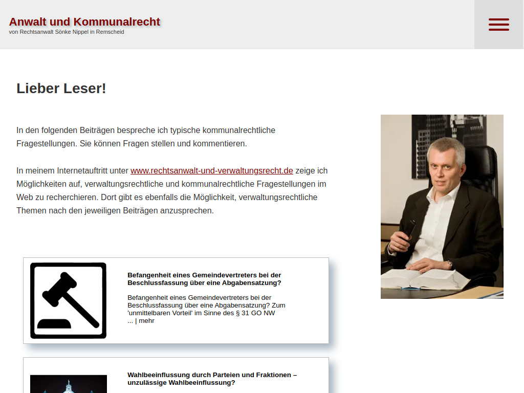 Website von Rechtsanwalt Sönke Nippel in Remscheid