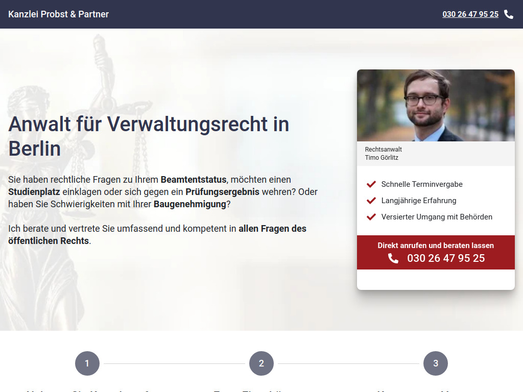 Website von Anwalt für Verwaltungsrecht in Berlin