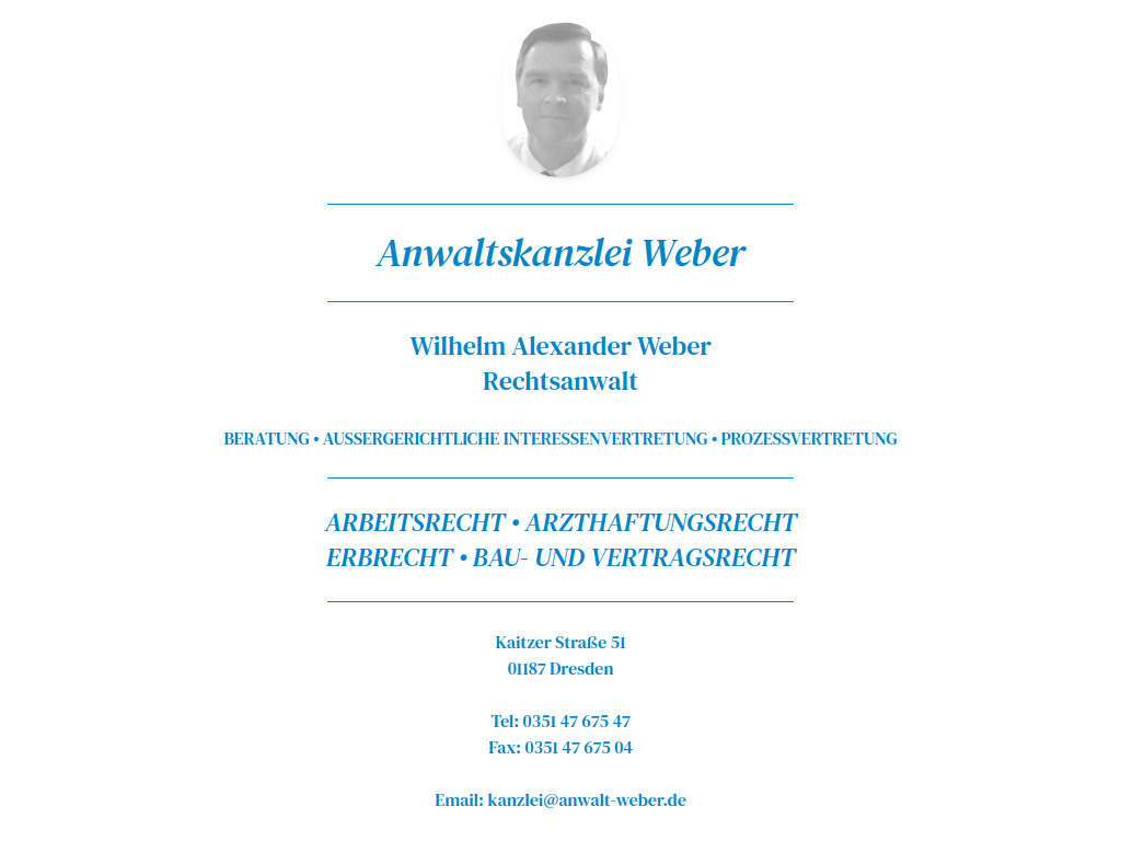 Website von Rechtsanwalt Wilhelm Alexander Weber in Dresden
