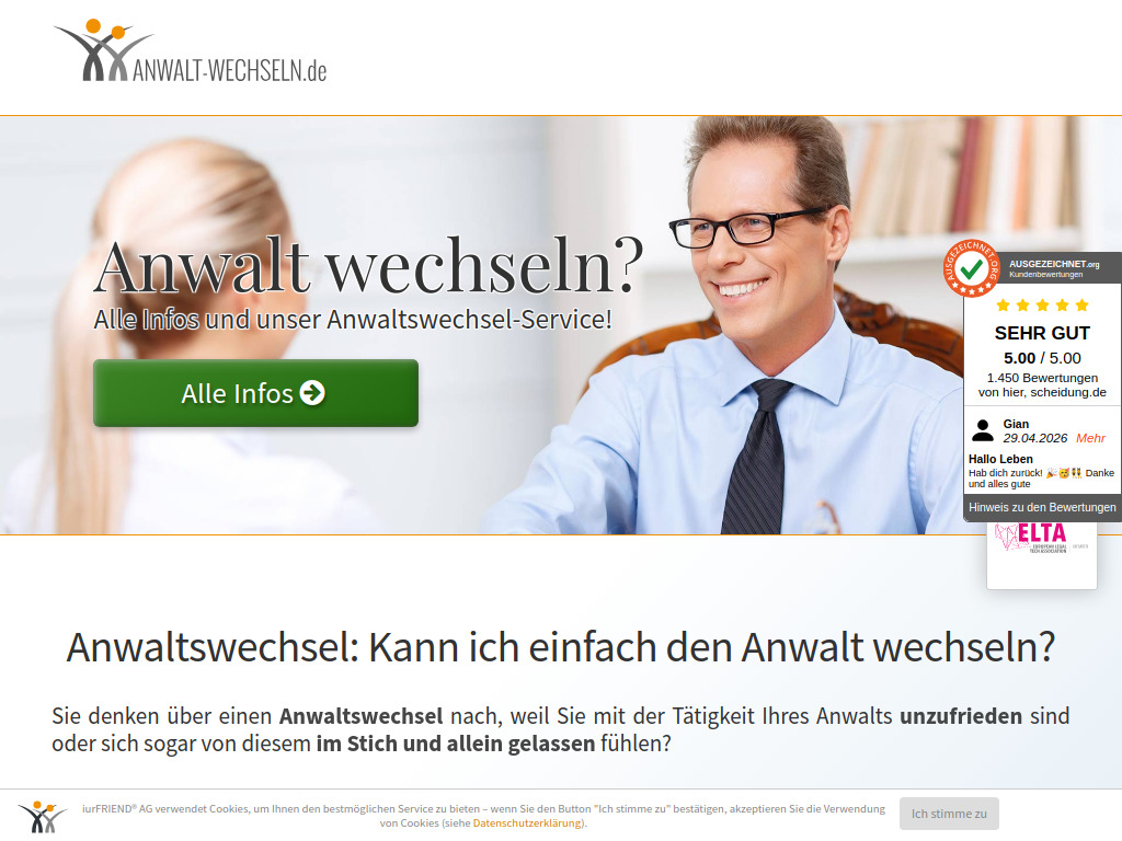Website von iurFRIEND AG in Düsseldorf