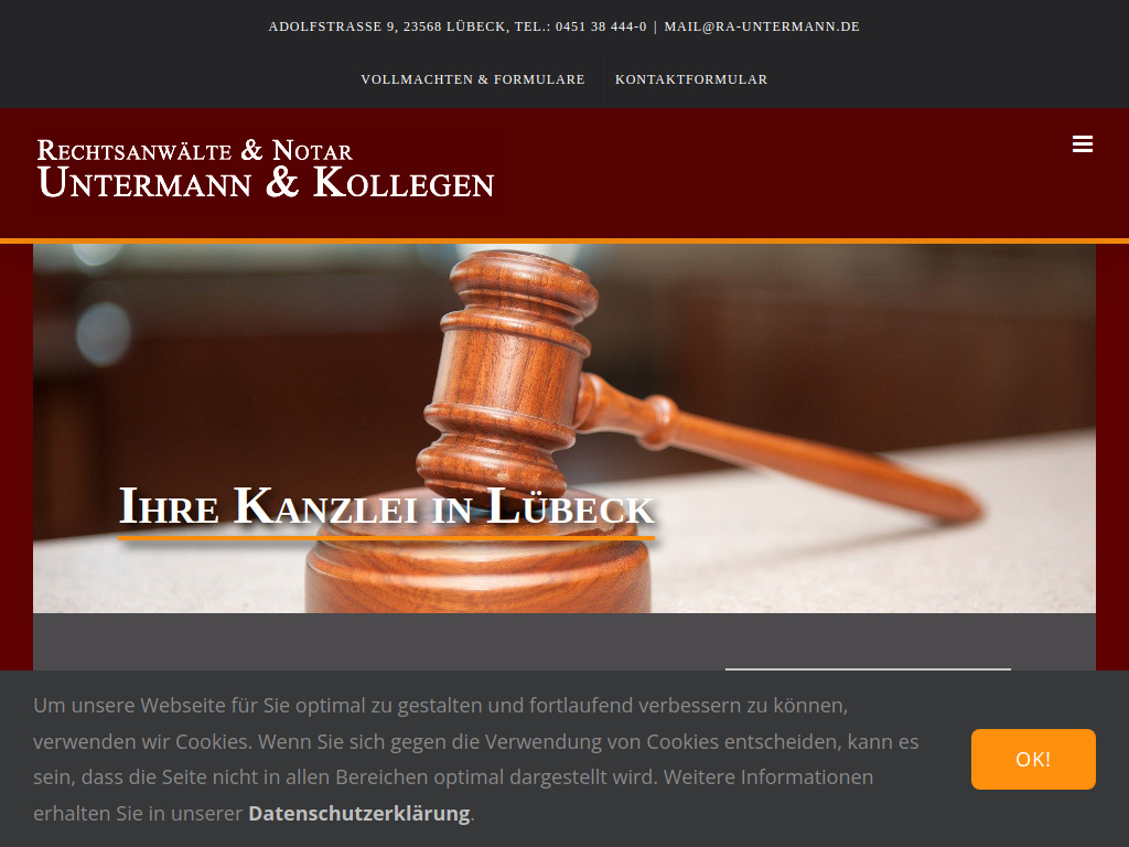Website von Rechtsanwälte & Notar Untermann & Kollegen in Lübeck